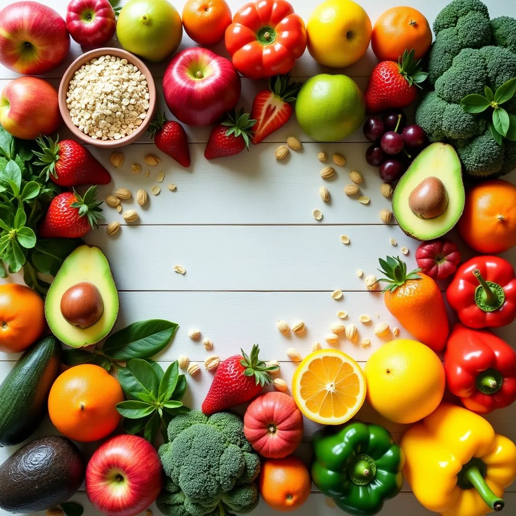 Panorama d'aliments frais et colorés